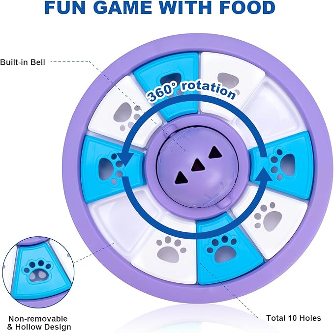 Interactive Dogs Toys for Slow Feeder, Pets Puzzle Feeders for Food Dispenser, Cat Treat Puzzle Feeder for Medium Small Dogs Cats IQ Training Reducing Boredom Intelligence Improving (purpul)