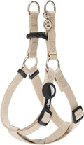 PUPTECK No Pull Dog Harness Soft Adjustable Basic Nylon Step in Puppy Vest Outdoor Walking with ID Tag and A-ir Tag Case, Cream, XS