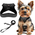 Dog Harness and Leash Set,Step in Small Sized Dog Harness,Soft Mesh,No-Chock,Reflective Adjustable,Secure with Hook & Loop Fastener,Puppy Vest for Small,Medium Dogs(Black,L)