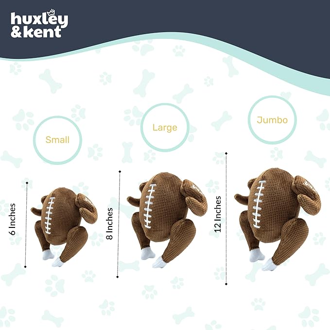 Huxley & Kent Funny Dog Toy w/Squeaker – Thanksgiving Fall Power Plush Squeaky Dog Toys for Small, Medium & Large Dogs – Soft Stuffed Animal for Indoor Play & Fetch - Turkey Bowl, Small