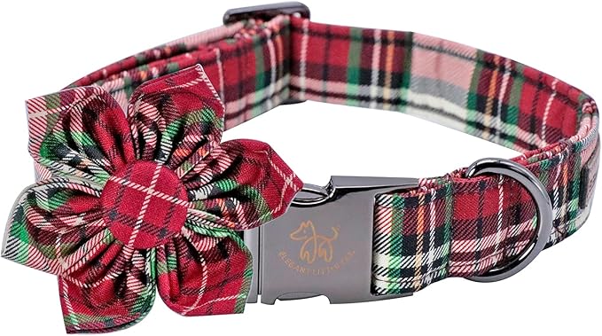 Elegant little tail Flower Christmas Dog Collar for Female or Male Dogs, Gift Pet Collar Adjustable Dog Collars for Small Dogs and Cats