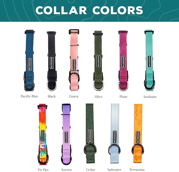 Wilderdog Waterproof Dog Collar - Repels Water & Dirt - Medium 13"-18" - Cedar
