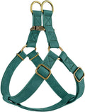 Didog Step in Dog Harness - PU Leather Dog Harness with Antique Bronze Metal Buckle, Easy Walk Dog Halter Harness for Medium Large Dogs Walking Training (Green, M: Chest 20-29")