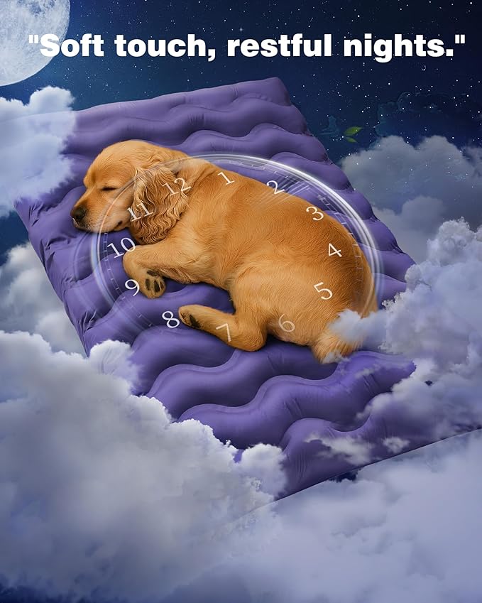 Orthopedic Dog Bed Outdoor Waterproof Dogs Crate Bed for Large Medium Small Dogs, Washable Cooling Dog Bed Mat with Removeable Cover & Memory Foam（30" x 20", Purple