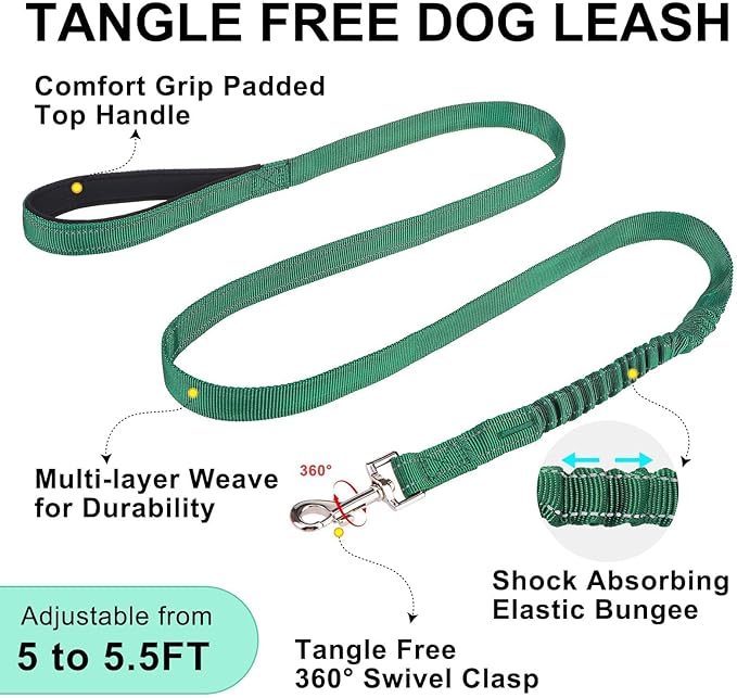 BEAUTYZOO No Pull Dog Harness Medium Sized Dog, Breathable Mesh Padded Dog Harness and Leash Set, Adjustable Reflective Escape Proof Dog Vest Harnessss Quick Fit for Training Walking, Green M