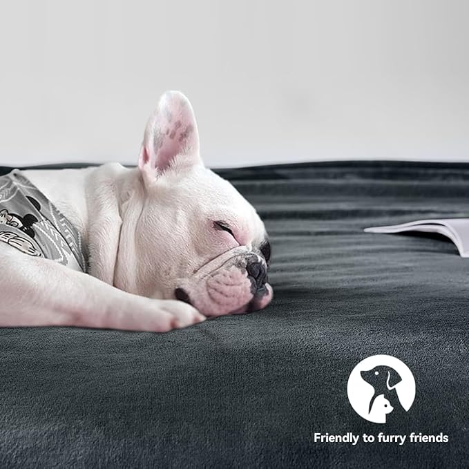 Waterproof Blanket - Travel Blankets Stain Proof, Absorbent, Leakproof, Reversible, Plush Cozy & Washable - Waterproof Couch Cover Ideal for Bed/Couch, Dogs/Cats (82"x82", Silver Gray/Dark Gray)