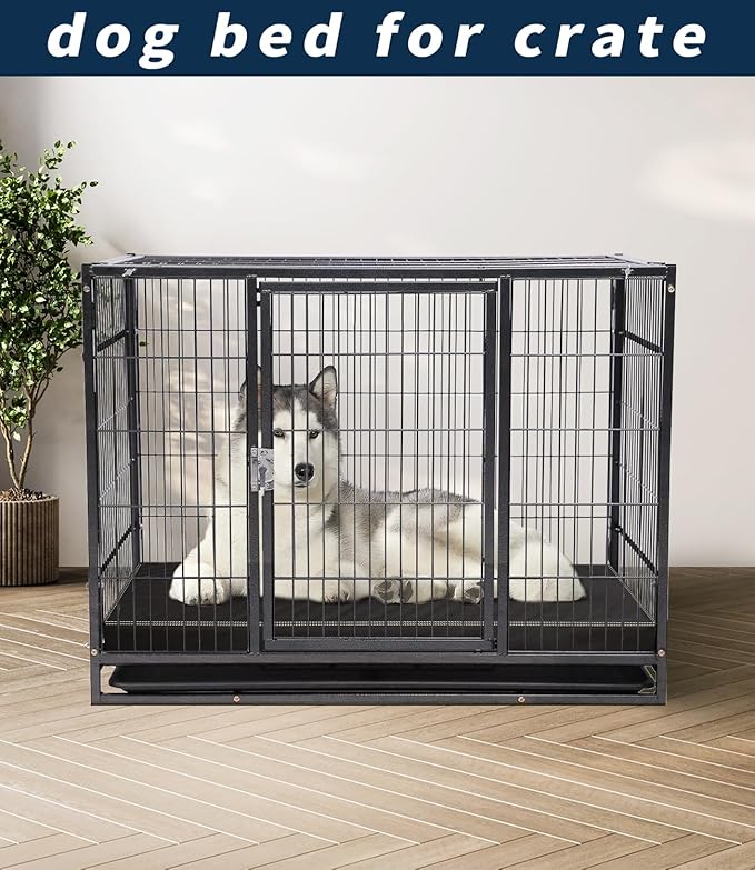 Waterproof Leather Dog Bed Crate Mat, Durable Pet Mattress for Medium Dogs, Wipeable Easy to Clean Black Vinyl Pad
