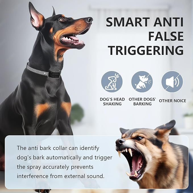 Citronella Dog Bark Collar, Anti Bark Collar with 3 Adjustable Spray & Sensitivity Level [1 Citronella Spray Refill] Automatic No Shock Dog Barking Collar for Small Medium Large Dogs, Black