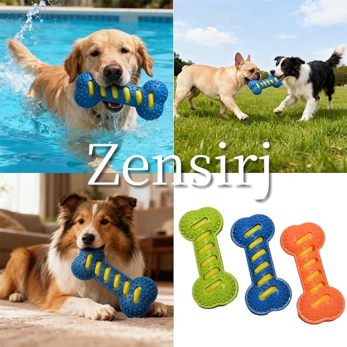 Dog Chew Toys 2 Pack for Aggressive Chewers,Durable Squeaky Medium-Sized Bone Medium, Large Breed to Keep Them Busy & Clean Teeth and Reduce Boredom or Stress Relief