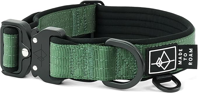 MADE TO ROAM Comfort Collar - Adjustable Nylon Dog Collar with Soft Comfortable Padding, Light Aviation Aluminum Metal Buckle for Small, Medium and Large Dogs (Oregon Haze, Size 4)