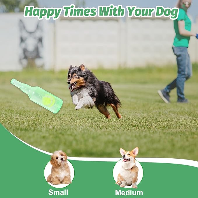 Green Water Bottle Dog Toy,Crunchnplay Bottle Toy for Dogs,Floating Dog Chew Toys,Squeaky Dog Toys for Aggressive Chewers,Dog Toy Water Bottle Cruncher,Interactive Dog Toys for Small Dogs Boredom