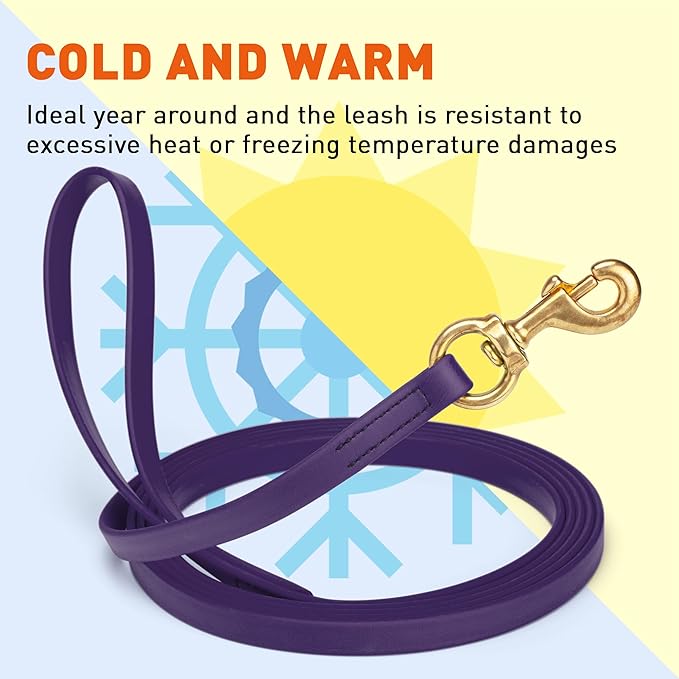 Viper Biothane K9 Working Dog Leash Waterproof Lead for Tracking Training Schutzhund Odor-Proof Long Line with Solid Brass Snap for Puppy Medium and Large Dogs, 33ft Violet Purple