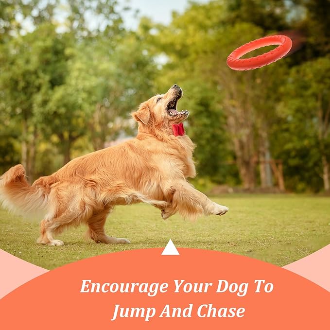 JIEYAO 4 Pcs Dog Training Ring for Outdoor, 12 Inch Pet Flying Disc for Aggressive Chewers, Durable Chew Toy Dog Ring Fetch Toys Floating Ring Toy for Large Medium Dogs Training and Teeth Cleaning
