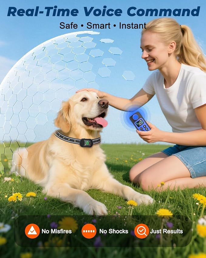Dog Training Collar with Remote – 4500FT Range E-Collar with Voice, Beep, Vibration, Shock & Flashlight, Waterproof Rechargeable Dog Shock Collar for Small Medium Large Dogs