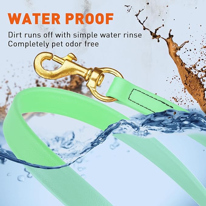 Viper K9 Biothane Working Dog Leash Waterproof Lead for Tracking Training Schutzhund Dog Sport & Search - Odor-Proof Long Line with Solid Brass Snap for Puppy Medium Large 3/4" x 33ft Sea Foam Green