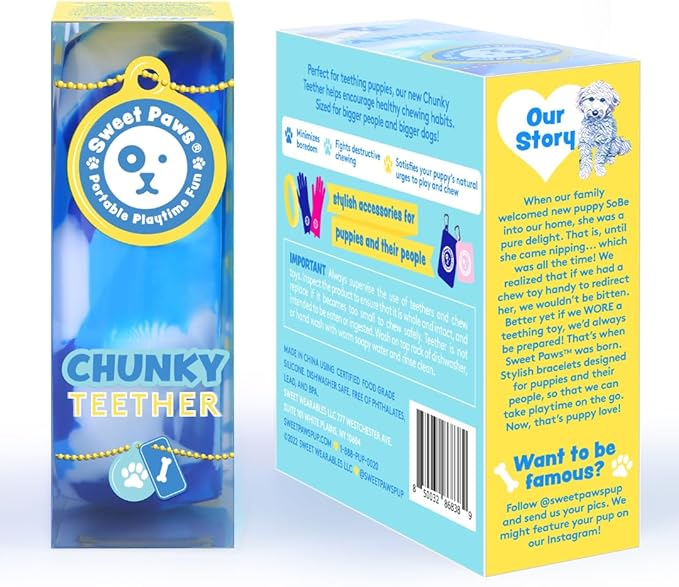 Chunky Teething Rings for Dogs, Bracelet Food Grade Silicone Puppy Chew Toys for Large Puppies, Durable Dog Ring Toy for Medium Large Dogs, Puppy Teething Chews - Blueberry Smoothie