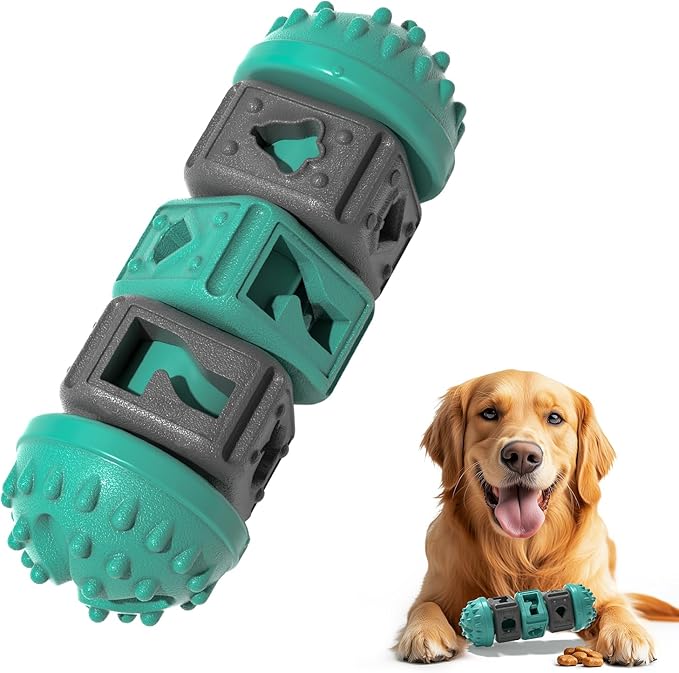 Gardner Pet Dog Puzzle Toys,Treat Food Dispensing Toy With Clean Teeth Protrusions,Durable Nylon Slow Feeder Enrichment Toys for Puppy/Small Dogs for Teething/Gaming/Training to Keep Them Busy,Green ﻿