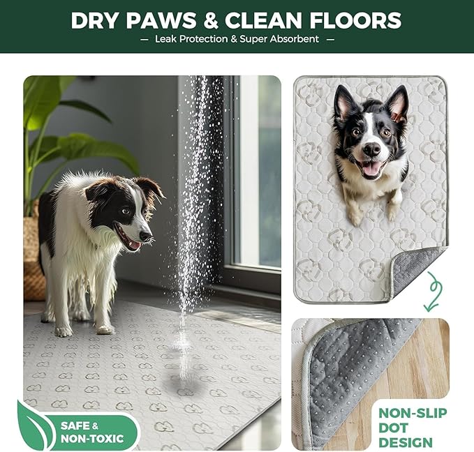 FXW Washable Pee Pads for Dogs, Leak-Proof & Non-Slip, Specifically Designed for FXW Rollick/Homeplus 32/40/45inch 6 Panels Dog Playpen, 35" Hexagon, Khaki, 1 Pack