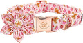 Elegant Little Tail Flower Dog Collar - Adjustable Plaid Christmas Collar for X-Small Puppy