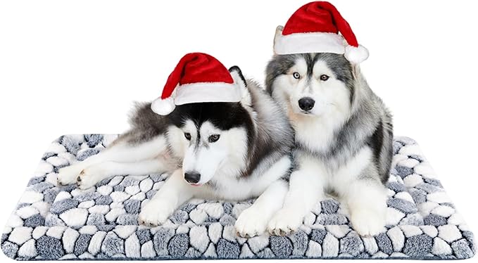 VANKEAN Stylish Dog Crate Pad Bed Mat Reversible (Warm & Cool), Soft Pet Sleeping Mat Dog Bed for Crate Suitable for Small to XX-Large Dogs and Cats, Machine Washable Crate Beds,Grey Stone Pattern