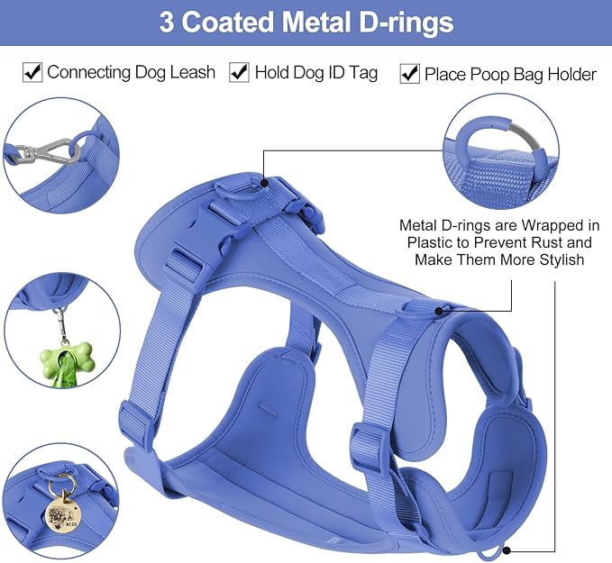 Wisedog No Pull Lightweight Dog Vest Harness with Soft and Comfortable Cushion, Breathable Mesh, for Small Medium Large Dogs Walking (XS(Neck: 7.48"-10.63";Chest: 10.63"-15.35"), Blue)