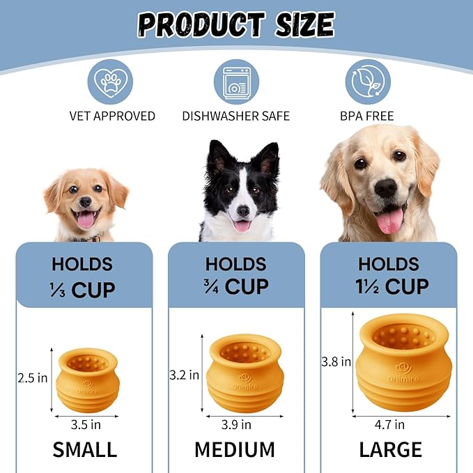 Treat Dispensing Dog Toy, Long-Lasting Interactive Puzzle Toys for Dogs, Stuffable Dog Enrichment Frozen Lick Treat Toy for Boredom, BPA Free Silicone Fetch Catch Chew Toy (Orange,M)