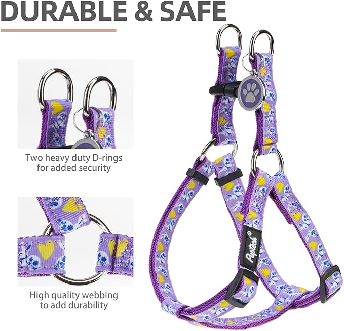 PUPTECK No Pull Easter Dog Harness Soft Adjustable Basic Nylon Step in Puppy Vest Outdoor Walking with ID Tag, Light Purple M