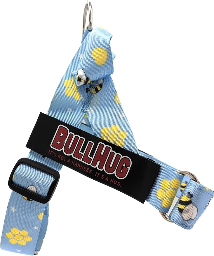 BULLHUG Adjustable Dog Harness– No Pull, No Choke – for English Bulldogs, French Bulldogs, Pugs & Broad-Chested Breeds – Easy, Safe Walks (Bumble BEE, Medium)