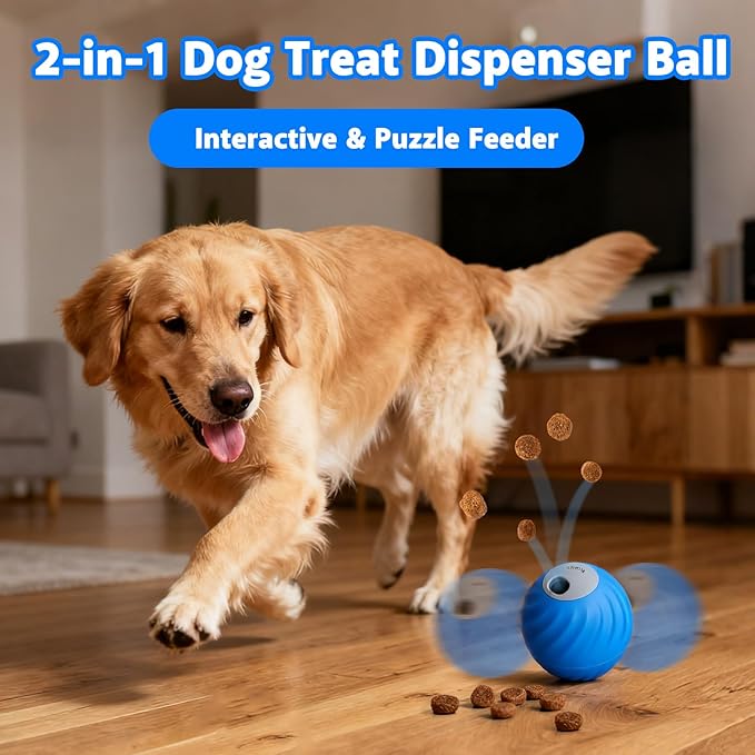 BABORUI Interactive Dog Toys, Adjustable Treat Dispensing Dog Toys Ball, Automatic Dog Puzzle Toy to Keep Them Busy, Enrichment Toy for Small Medium Large Dogs