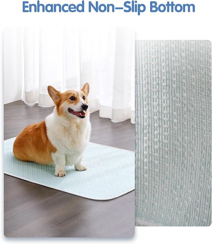Dog Cooling Mat - Instant Cooling Pet Bed for Dogs & Cats, 6-12°F Drop, Non-Toxic & Machine Washable, Anti-Slip Bottom, Cool Mat for Indoor & Travel Use Light Blue 28" x 22"