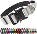 TSPRO Premium Dog Collars Tactical Dog Collar with Handle and Heavy Duty Quick-Release Metal Buckle Durable Thick and Adjustable for Medium to Large Dogs (Silver M)