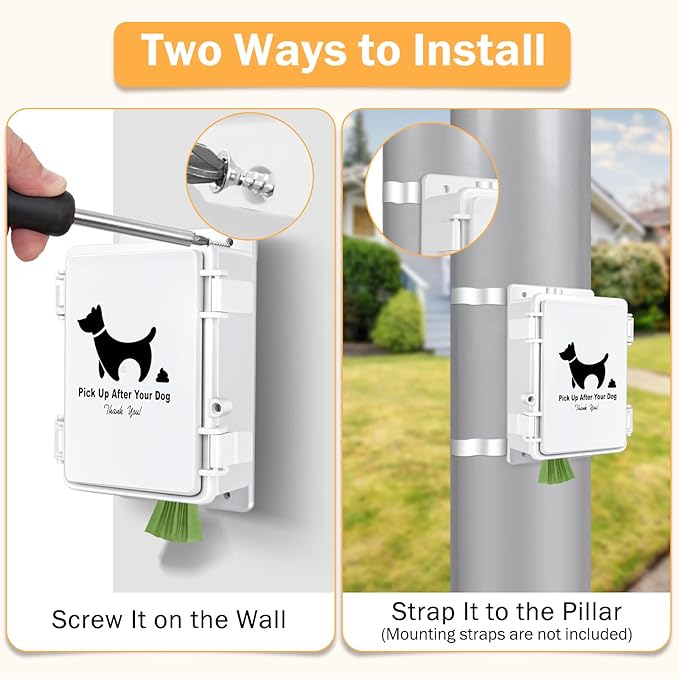 Dog Poop Bag Dispenser, Wall Mounted Outdoor Dog Waste Bags Dispenser Station, Waterproof Pet Waste Bag Holder Fits Home, Porch, Back Yard(Dispenser Only)
