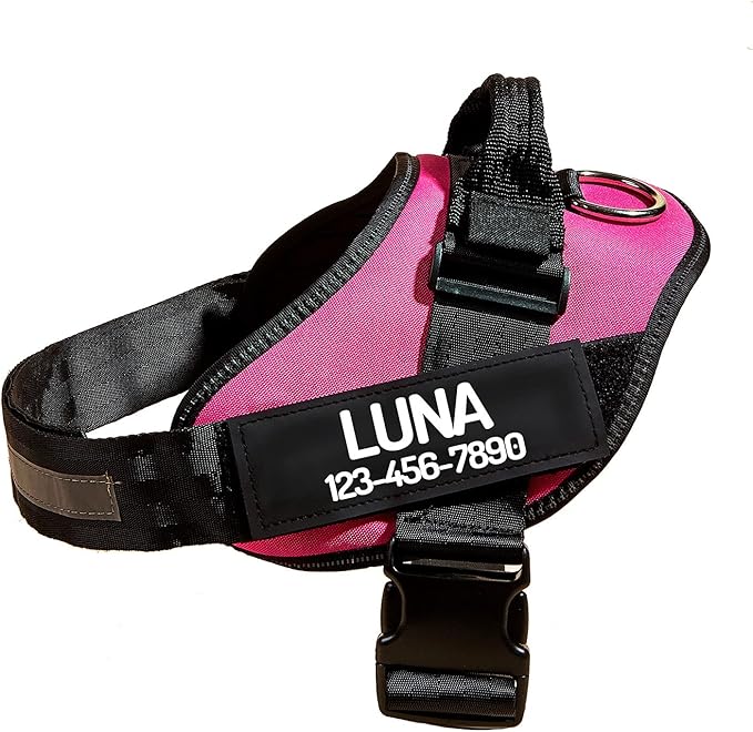 PawPawify Personalized No Pull Dog Harness with 2 Custom Name & Phone Patches, Reflective Breathable Pet Vest for Walking Training, Adjustable Heavy Duty Service Dog Vest for Small Medium Large Dogs