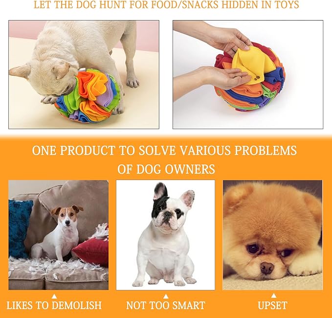 WishLotus Snuffle Ball (Rainbow), Interactive Pet Toy for Dogs, Slow Feeder, Stress Relief, Exercise Toy for Small/Medium Breeds