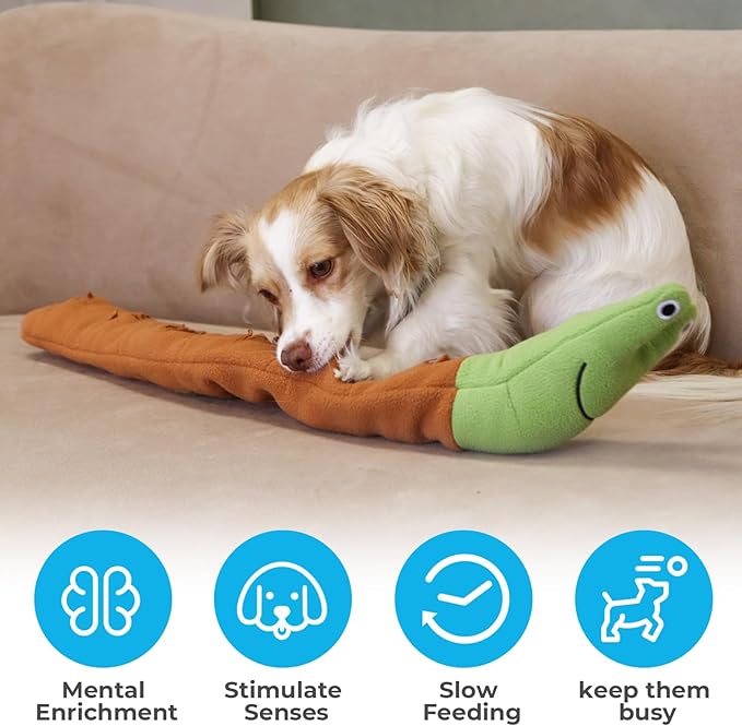 Dog Toys Plush with Squeaky & Treat Hiding Features - Mental Stimulation Enrichment Toy for Large Breed Dogs - Machine Washable Slow Feeder to Keep Dogs Busy，Snail Snuffle