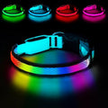 LED Dog Collar, Light Up Dog Collar USB Rechargeable, Nylon Adjustable Comfortable Soft Bright RGB 7 Colors Changeing Safety Light Glowing Collar for Medium and Large Dogs(Large,Blue)