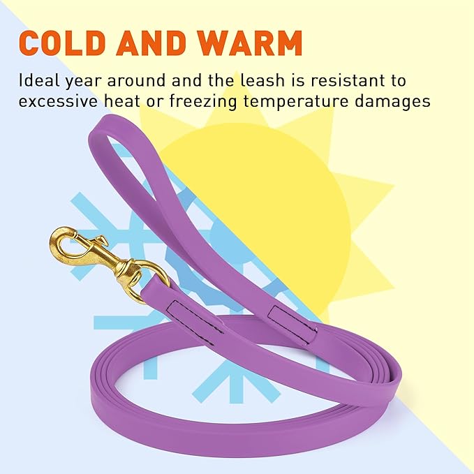 Viper Biothane K9 Working Dog Leash Waterproof Lead for Tracking Training Schutzhund Odor-Proof Long Line with Solid Brass Snap for Puppy Medium and Large Dogs, 15ft Amethyst Purple