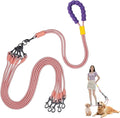 Double Dog Leash No Tangle, Adjustable Split Leads Five Pet Walking Leash with Comfortable Padded Handle for Five Dogs, Hands - Free Five Leashes for Small/Medium Pets (Pink, Five Leashes)