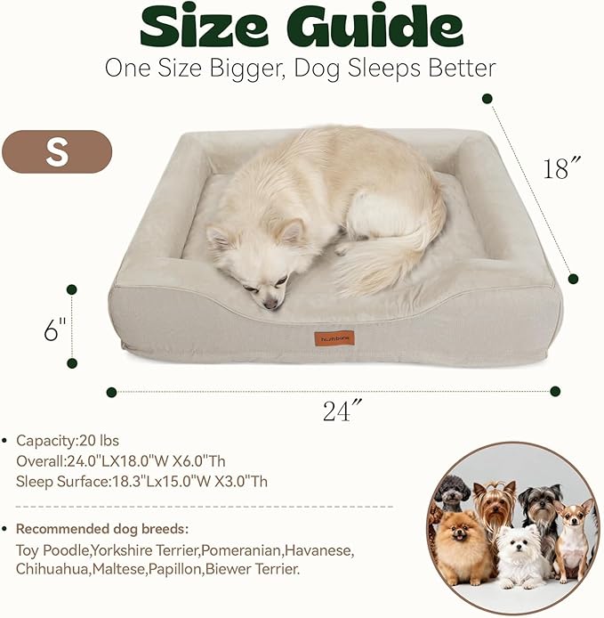 Puppy Beds for Small Dogs Orthopedic with Cooling Gel Memory Foam Washable Small Size Dog Couch with Removable Cover Waterproof for Senior Pets or Cats,24"x18"x6"Beige