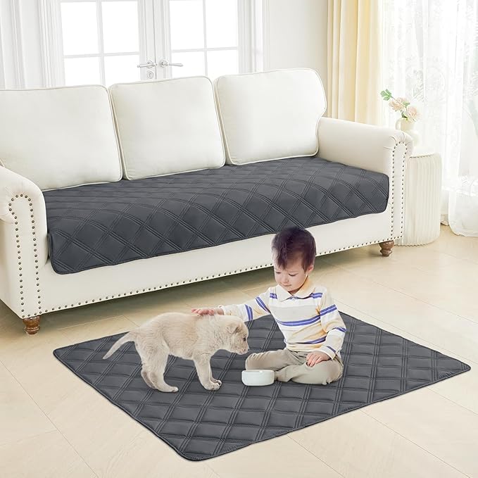 Smiry Waterproof Dog Bed Cover Blanket 30x53, Soft Reversible Pet Blanket, Washable Leakproof Cats Dogs Couch Cover for Sofa, Couch, Furniture, Dark Grey/Dark Grey