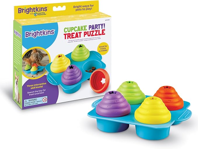 Brightkins Cupcake Party Treat Puzzle for Dogs - Fun and Interactive Dog Toys, Dog Birthday Toy for All Breeds Small