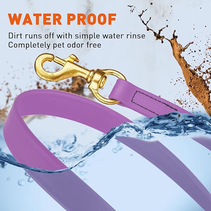 Viper Biothane K9 Working Dog Leash Waterproof Lead for Tracking Training Schutzhund Odor-Proof Long Line with Solid Brass Snap for Puppy Medium and Large Dogs, 15ft Amethyst Purple