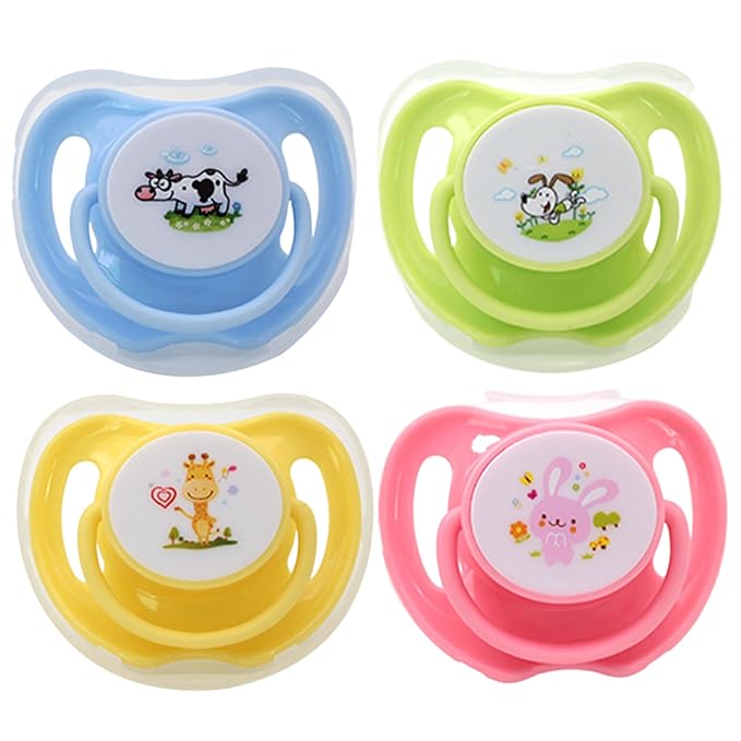 4Pcs Kitten Pacifier, Cute Safe Silicone Puppy Pacifier with Dust Cover, Soothing Companions Dog Chew Toys, Essential Teething Pet Supplies