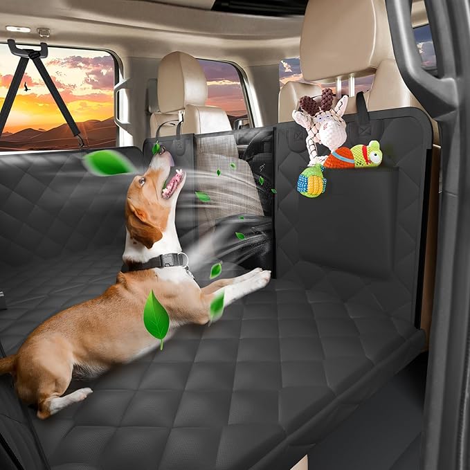 AIREDOULER Truck Dog Seat Cover Back Seat, Hard Bottom Dog Hammock for Car 1.2" Comfort Soft Foam, Waterproof XL Large Pet Extender Bed Supports 560lbs, Durable Platform Protector Full Size Crew Cab