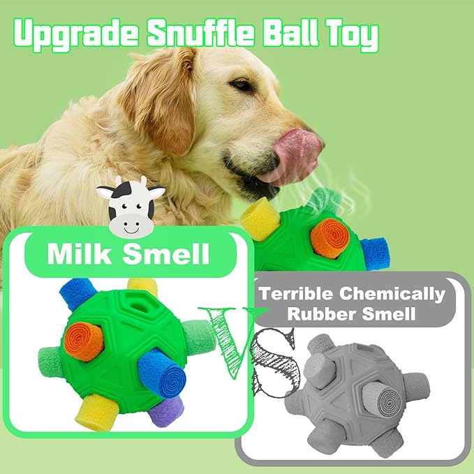 Snuffle Ball for Dog Interactive Dog Puzzle Ball Snuffle Mat Puppy Treat Dispenser, Natural Foraging Skills Slow Feeder Training Dog Sniff Toy (Green)