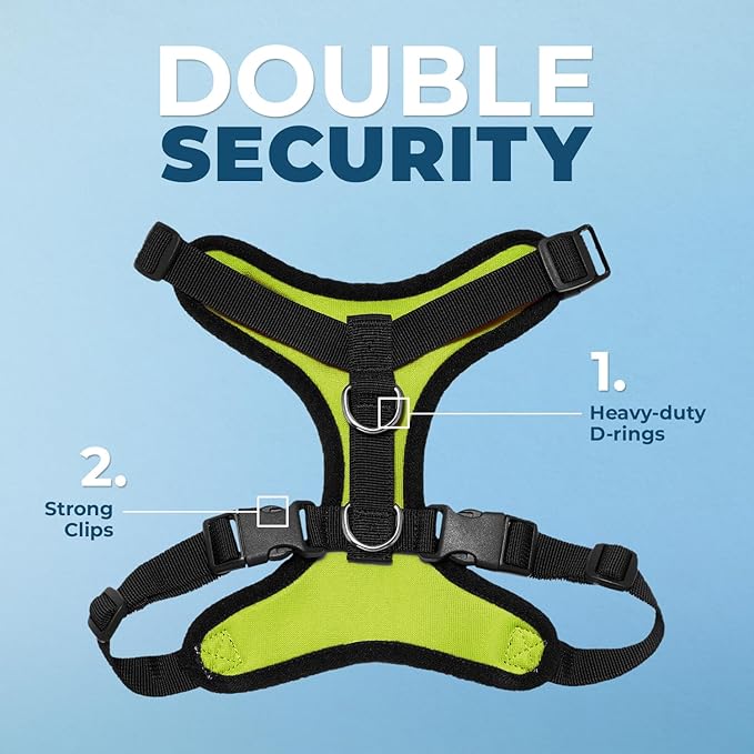 Voyager Step-in Pet Harness - All Weather Mesh, Adjustable Step in Harness for Cats and Dogs by Best Pet Supplies - Lime Green/Black Trim, XL