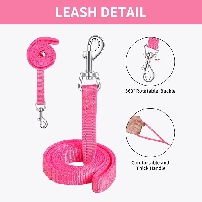 AMTOR Small Dog Harness with Leash Set, No Escape Easy Walk Puppy Harnesses for Training Walking, Step-in Reflective Soft Dogs Vest for XS S Medium Extra-Small Large Sized Dog(Fuchsia,XL)