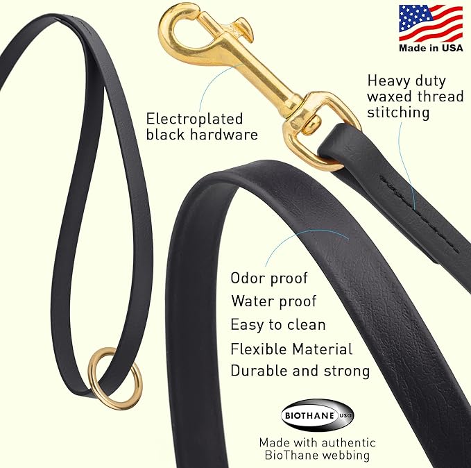 Viper Biothane Working Lead for Dogs 6ft Black