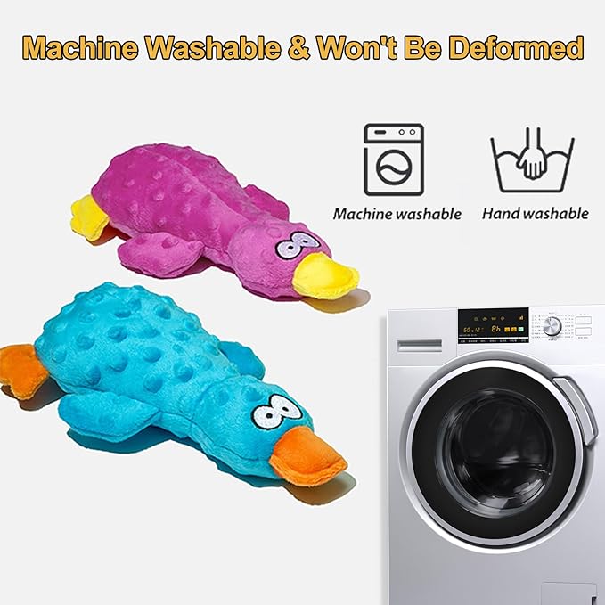 Adpartner Plush Crinkle Dog Toys, 2 Pack Dog Toy Duck Stuffed Squeaky Dog Toys for Small Medium Breeds to Keep Them Busy, Interactive Dog Squeaky Toy for Puppy Training and Reduce Boredom