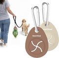 Dog Poop Bag Holder Charm Duo – Hands-Free Carry of Used Poop Bag, Durable Eco-Friendly Silicone Dog Walking Accessory with Carabiner Clip, Mocha & Crème Brûlée 2 charms included